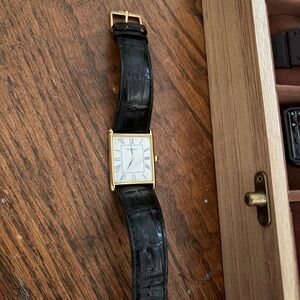 Seiko Gold Case with Black Strap Watch